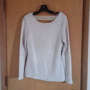 White sequins Jennifer Lopez sweater